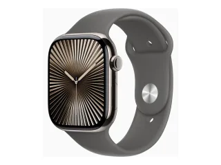 Apple Watch Series 10 (GPS + Cellular) 46mm Titan Natur mit Sportarmband S/M steingrau | mwy93qf/a |