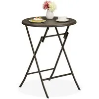 relaxdays Gartentisch Runder Gartentisch in Rattan-Optik, braun