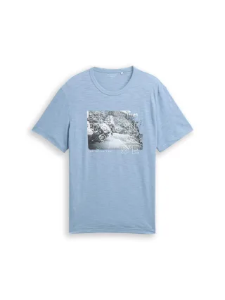 Tom Tailor - T-shirt mit Photoprint blau - Gr. - M