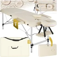tectake Massageliege Mobiler Massagetisch klappbar mit Aluminiumgestell und Polsterung (Massagetisch Klappbar, 1-St., in Beige), Inkl. Zubehör: Tragetasche, Kopfstütze, Armablagen