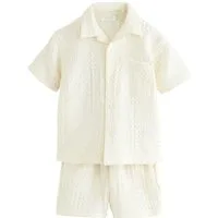 Next Shirt & Shorts Strukturiertes Kurzarmhemd mit Shorts im Set (2-tlg)