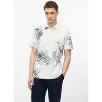 s.Oliver Kurzarmshirt Polo-Shirt Flammgarn-Poloshirt mit All-over-Print