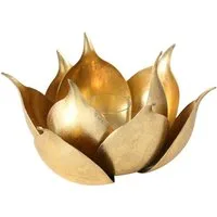 MF Windlicht Windlicht Lotusgold Lotusblume Metall Gold 20 cm (1 St)