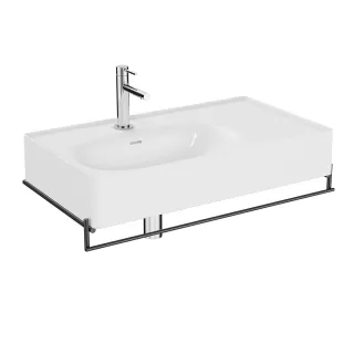 VitrA Equal Set Waschtisch asymmetrisch 84 cm mit Handtuchhalter Weiß Hochglanz,64083 64083