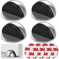BlingBin Bodentürstopper 4 Stück Edelstahl Türstopper Boden Selbstklebend mit Gummipuffern (4er Set, 4 St., 4pcs), Türstopper Boden Kleben mit 3M Magnet Klebepads zum Schutz von Türen