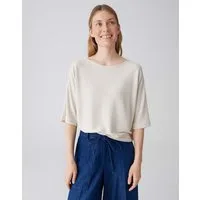 OPUS Kurzarmshirt Jerseyshirt mit dezenter Rippstruktur Lockerer Schnitt, weicher Fall, Pull-on