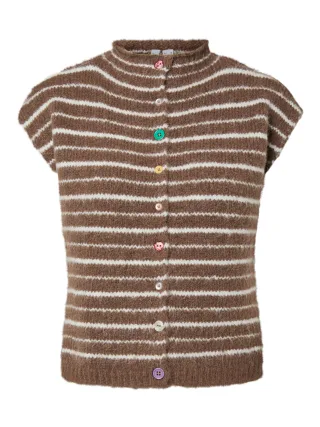 PIECES - PCASIRA SL BUTTON KNIT VEST BC Coffee Quartz - Gr. - L