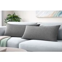 Amilian Kissenbezüge 40x80 cm 2er Set Cord-Optik Hotelverschluss - Zierkissenhülle Sofa, weich, pflegeleicht, formstabil