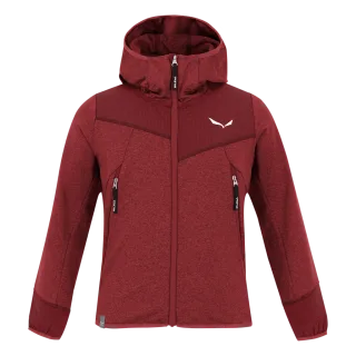 SALEWA - Agner Melange Polarlite Full Zip Kinder Kapuzenjacke - Rot (Gr.92)