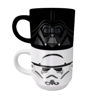 Star Wars - "Empire Helmets" Kaffeebecher-Set, Stapelbar (2er-Pack) (Schwarz/Weiß)