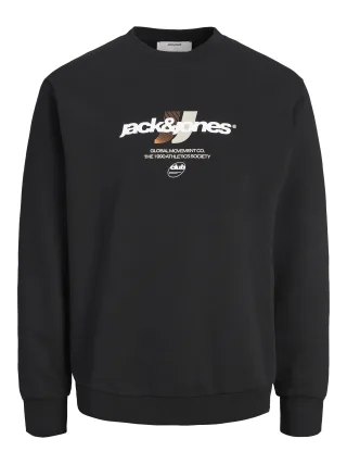JACK&JONES - JCOCLUB BRANDING SWEAT CREW NECK JNR Black - Gr. - 152