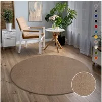 Sanat Teppich Uni, rund, Höhe: 13 mm, robuster Kurzflorteppich, große Farbauswahl, Wohnzimmer, alle Räume