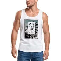 Neverless Tanktop Herren Tank-Top Palm Beach Palmen Wellen Sommer Sonne USA Amerika mit Print