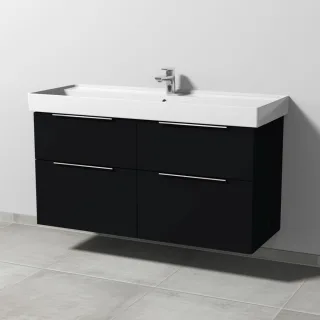 Sanipa 3way Waschtischunterbau zu Villeroy & Boch Collaro Waschtisch mit 4 Auszügen, Schwarz-Matt UF83808