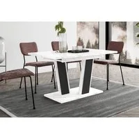 Home Collective Esstisch ausziehbar Tisch Küchentisch Esszimmertisch Ausziehtisch 120 / 140 cm (wählbar in 120-160 oder 140-180 x 80 cm Esszimmer Küche Wohnzimmer Esstisch erweiterbar), modernes Design mit Doppel-Säulengestell Weißer Marmor-Optik