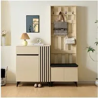 Merax Garderoben-Set mit Sitzbank und Sideboard, (1-St), Flurmöbel-Set mit Schuhschrank, Flurmöbel mit Stauraum und Schublade