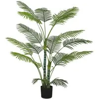 Kunstpalme Künstliche Palme mit 16 Kunststoff-Blättern, UV-beständige, MC Star, mit Plastiktopf, für drinnen und draußen, Grün