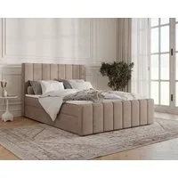 MOEBLO Boxbett BETT 01 BIS (Bonell, Topper, modernes Velours-Design mit Steppung & Stauraum, Doppelbett gepolstertes Kopfteil mit Bettkasten, aus Samt, Polsterbett Kontinentalbett, dekorativem Kopfteil, aus Samt), - (BxHxT):144/164/184x113x223 cm