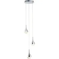 Brilliant Pendelleuchte Frizzante, LED fest integriert, Warmweiß, LED Hängelampe 3flg chrom easyDim