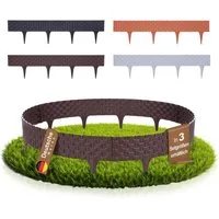 BooGardi Beetumrandung Rasenkante Rattanoptik, LxH: 400x9,5 cm, 5 Stück Braun, Beeteinfassung flexibel Mähkante Gartenzaun
