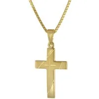trendor Kreuzkette 75676, Kreuz Anhänger Gold 333 mit goldplattierter Silberkette