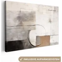 OneMillionCanvasses® Leinwandbild Abstrakte Kunst - Industriell - Weiß - Grau, Fotodruck (1 St), Leinwand Bilder Klein, Wand Dekoration Aesthetic 30x20 cm