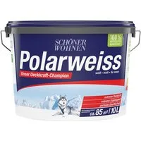 SCHÖNER WOHNEN FARBE Wand- und Deckenfarbe Polarweiss 10 Liter (74042), hoher Weißheitsgrad, Spritz-Frei, Lösemittelfrei