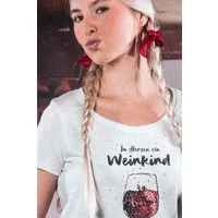 Hangowear Flaschenausgießer Trachtenshirt Damen - WEINKIND - weiß