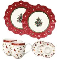 Villeroy & Boch Frühstücks-Geschirrset Toy's Delight Frühstücks-Set (6-tlg), 2 Personen, Porzellan, Premium Porcelain, 6 Stck, Handw., mikrow.sicher