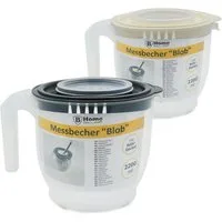 HAC24 Messbecher Kunststoff Messbecher Rührschüssel Küchenschüssel Messbehälter, Kunststoff, 2,2 Liter, mit Deckel, mit Rühröffnung
