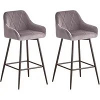 JYMTOM Barhocker Barstuhl mit Armlehne Gepolsterter Tresenhocker Bistrohocker (2 St), Outdoor Diamant Design Hocker, Grau