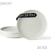JIWOO Teller 4er Ø26,5cm, Frühstücksteller Salatteller Steakteller Dessertteller, (24 St), Keramik Tellerset Weiß Mikrowellen spülmaschinenfest Ø26,5 cm