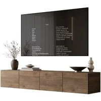 ALLHOUSE24 TV-Schrank LOGANTE Nussbaum modernes TV-Lowboard PUSH-OPEN System (2 x Schränke 100 cm breit) Breite 200 cm