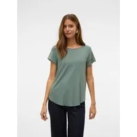 Vero Moda Blusenshirt VMBELLA SS TOP WVN GA NOOS Viskosemischung, abgerundeter Saum