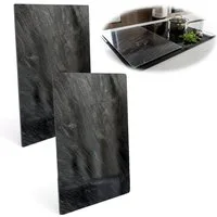 LS-LebenStil Schneide- und Abdeckplatte 2´er Set Glas Herdabdeckplatten Schiefer 52x30cm Glasschneidebrett, Glas, (Granit Optik Style, 2 tlg., ESG Sicherheitsglas Spritzschutz Schneidebrett Herdabdeckung), Set Kochfeld Abdeckung Glaskeramikfeld Induk