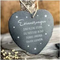 Spruchreif® Dekohänger Großes Schieferherz mit Gravur, Wanddeko