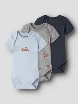 NAME IT - NBMBODY 3P SS FIRETRUCK NOOS Grey Melange - Gr. - 50