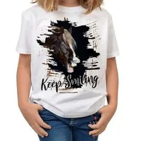 Tini - Shirts T-Shirt Kinder Pferde Motiv Tshirt Lachendes Kaltblut Pferd Kindershirt : Keep Smiling