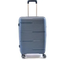 Zimmert Leather Hartschalen-Trolley Flightourer, 4 Rollen, Grau, Blau, Polypropylen, Bruchsicher, versenktes TSA Schloss