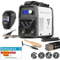STAHLWERK Inverterschweißgerät ARC 160 MD Schweißgerät Vollausstattung, 30 - 160 A, Packung}, 6-tlg., Vollausstattung, Lift-TIG Inverter mit 160 Ampere, IGBT Technologie und Single-Board