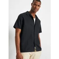 bonprix Kurzarmhemd Lockerer Loose Fit, Reverskragen, aus Leinen-Mix, Kurzarm-Design