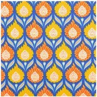 SCHÖNER LEBEN. Stoff Baumwollstoff Meterware Retro Blumen Luka blau orange gelb, allergikergeeignet