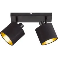 Reality Leuchten Deckenstrahler Tommy, ohne Leuchtmittel, 2-flammig (E14) in schwarz-gold Optik, Spots einzeln schwenkbar