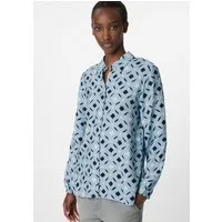 comma Langarmbluse Bluse Strukturierte Hemdbluse mit All-over-Print