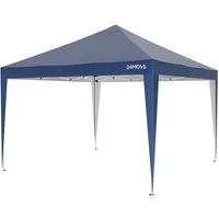 24Move Pavillon Faltpavillon Gartenzelt, Partyzelt SANTOS mit 4 Säulen, (Pop-Up, klappbar, höhenverstellbar, 4 Seile zur Montage, 3x3M, Faltpavillon blau), wasserdicht, UV-Schutz, inkl. Tasche, 8 Heringe