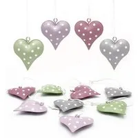 LB H&F Lilienburg Hängedekoration 12er SET Anhänger Herz Herzen Metall Pastell Dots Punkte Ostern (dekorieren zum Hängen Herzanhänger Herzhänger Geschenkanhänger Metallherzen, Geschenk Valentinstag Muttertag Liebe Muttertag Hochzeitsdeko), Osterdeko 