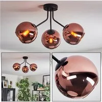 hofstein Deckenleuchte Deckenlampe aus Metall/Glas in Schwarz/Kupferfarben, Deckenleuchte im Retro/Vintage-Design (Schirme Ø 15 cm), 3 x E14