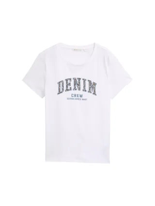 Denim Tom Tailor - T-Shirt mit Leo-Print white - Gr. - XL