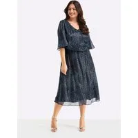 Sheego Etuikleid Chiffonkleid Kurzarm