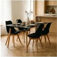 IDIMEX Essgruppe SHANNON ABBY, (5-tlg), Esstisch klein 120x70 cm mit 4 Stühlen skandinavisches Design Schwarz